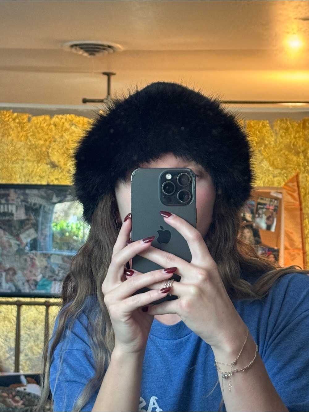 Black Faux Fur Hat